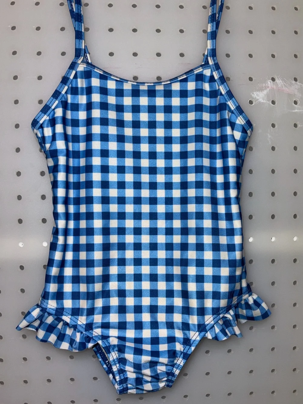 wonder nation Blue and White Gingham One-Piece Swimsuit with Ruffle